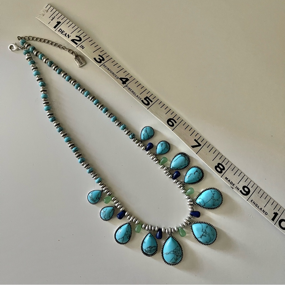 CHAPS Faux Turquoise Necklace 16” with Extender Unbranded Bracelet & Earrings - Picture 7 of 12